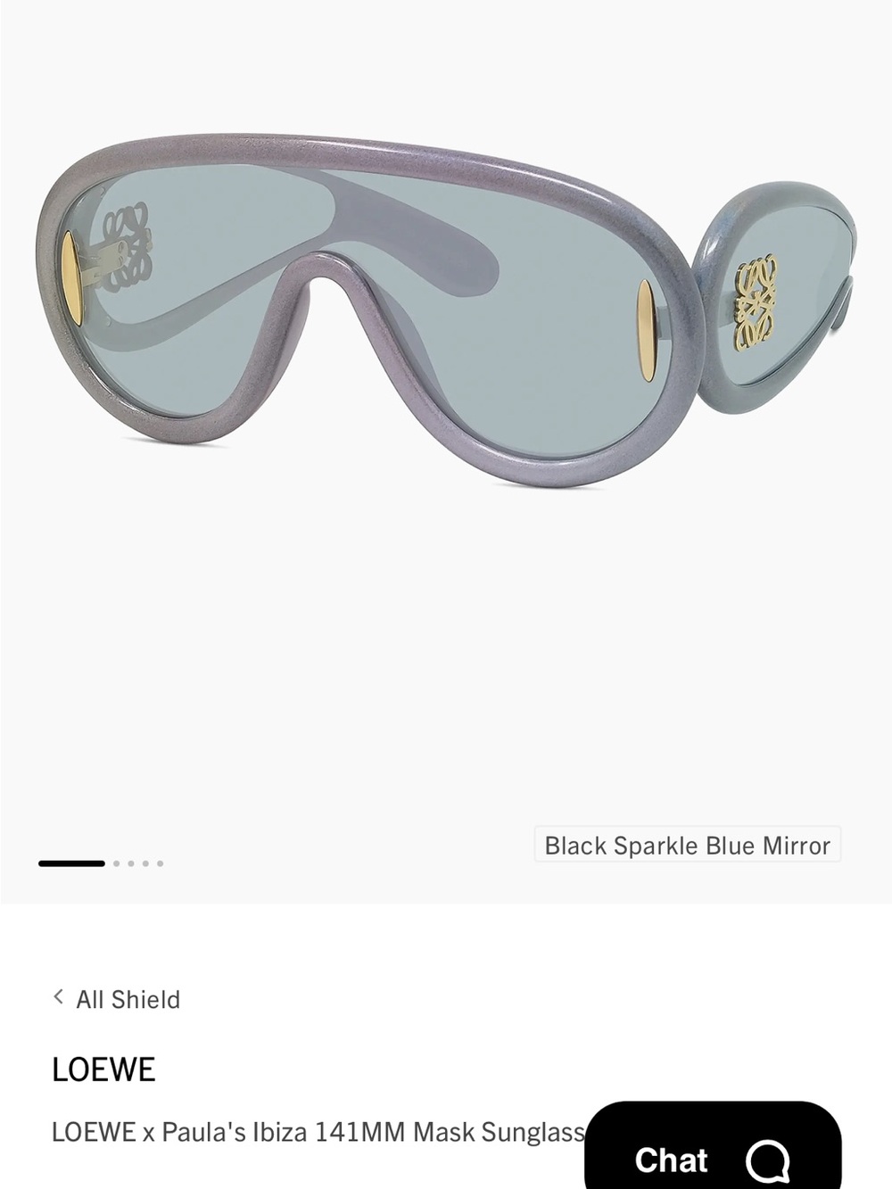 Loewe Sparkle Gray Mask Sunglasses with Gold Logo